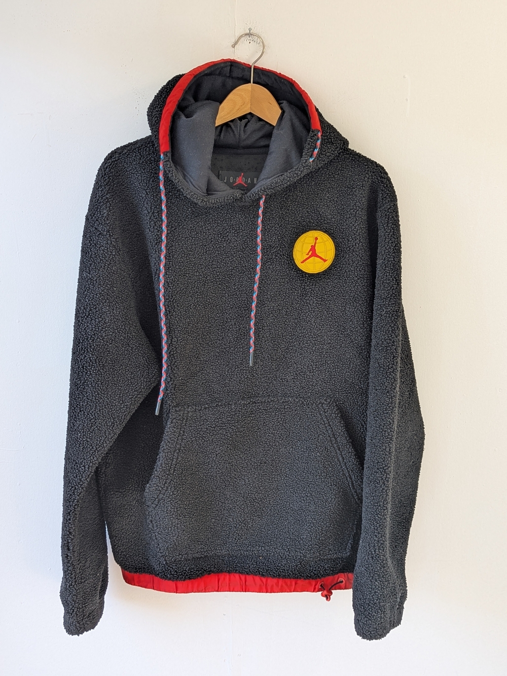 Jordan Essentials Mountainside Sherpa Fleece Hoodie Jumpman Black Red Small